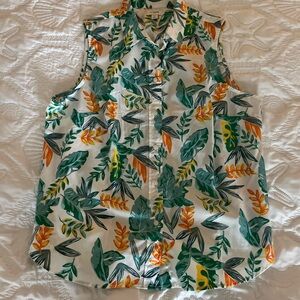 J.Crew Woman’s Tropical Print Button Down Tank Top
